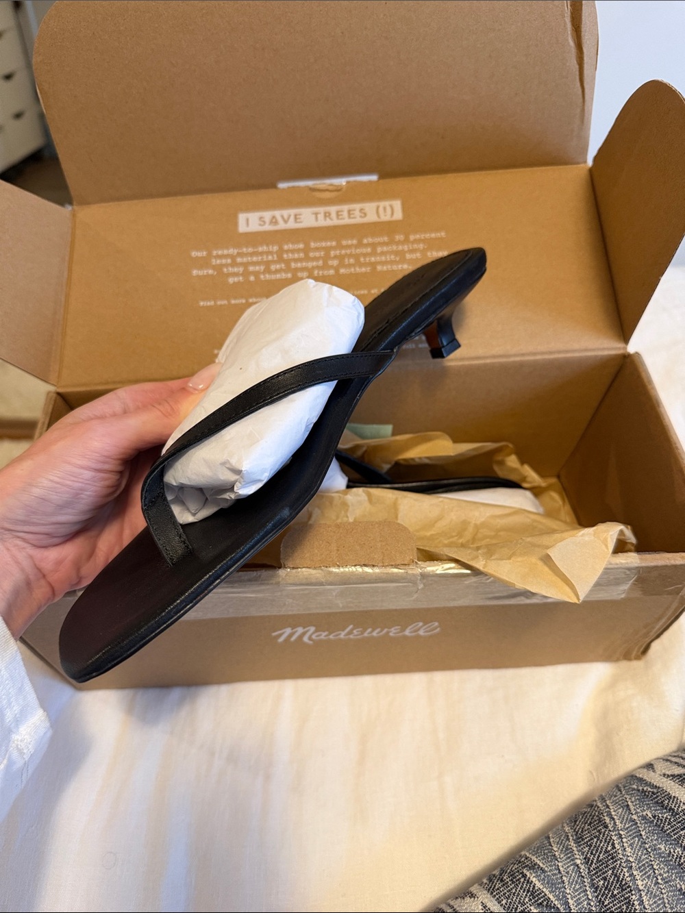 Madewell Black Leather Kitten Heel Sandals